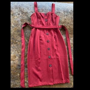 EUC Women’s Allegra K XS Wine Fall Dress Button Casual sleeveless strappy sexy